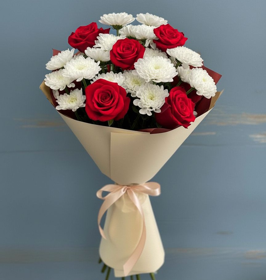 Букет цветов из: Розы и Хризантемы в Центральный