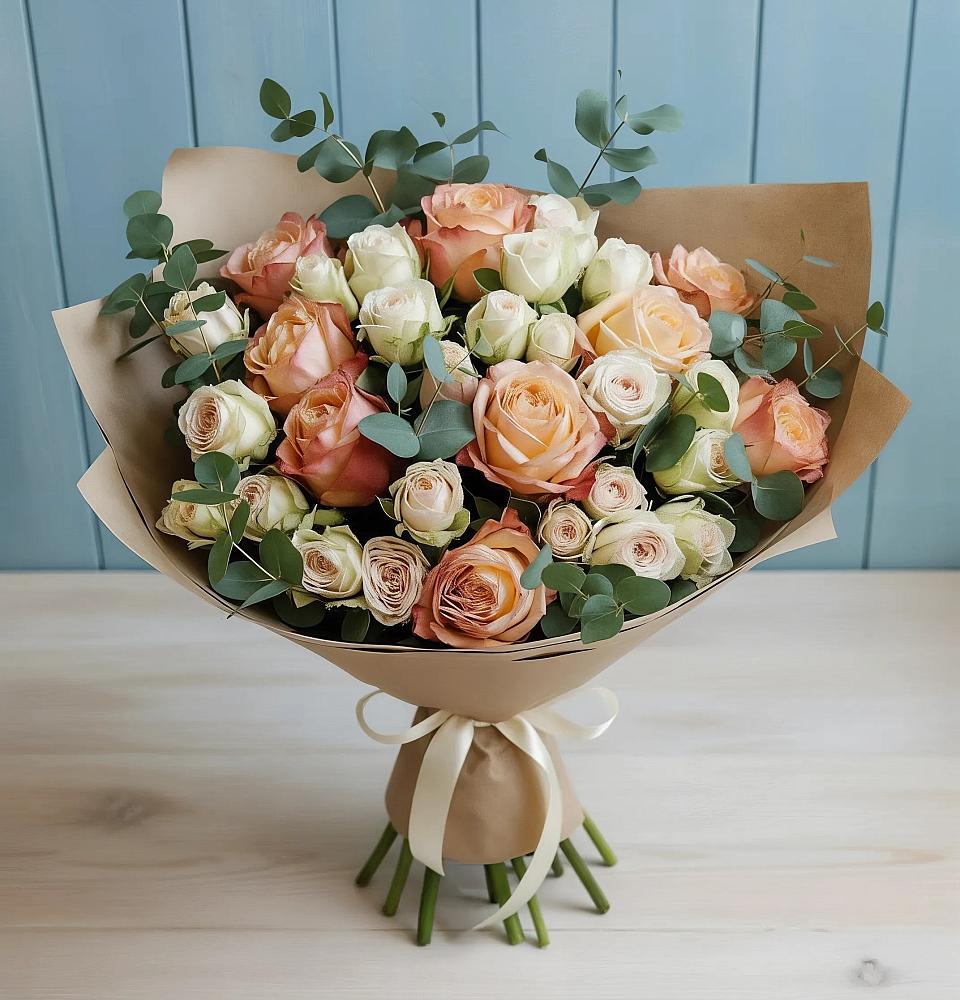 Букет цветов из: Альстромерии и Розы в Центральный