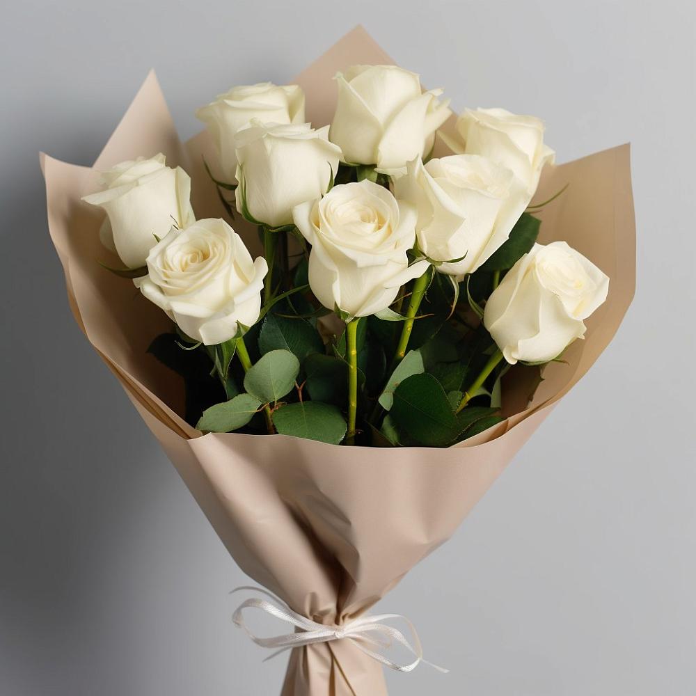 Букет 9 Белых роз Эдлесс Лав в Центральный