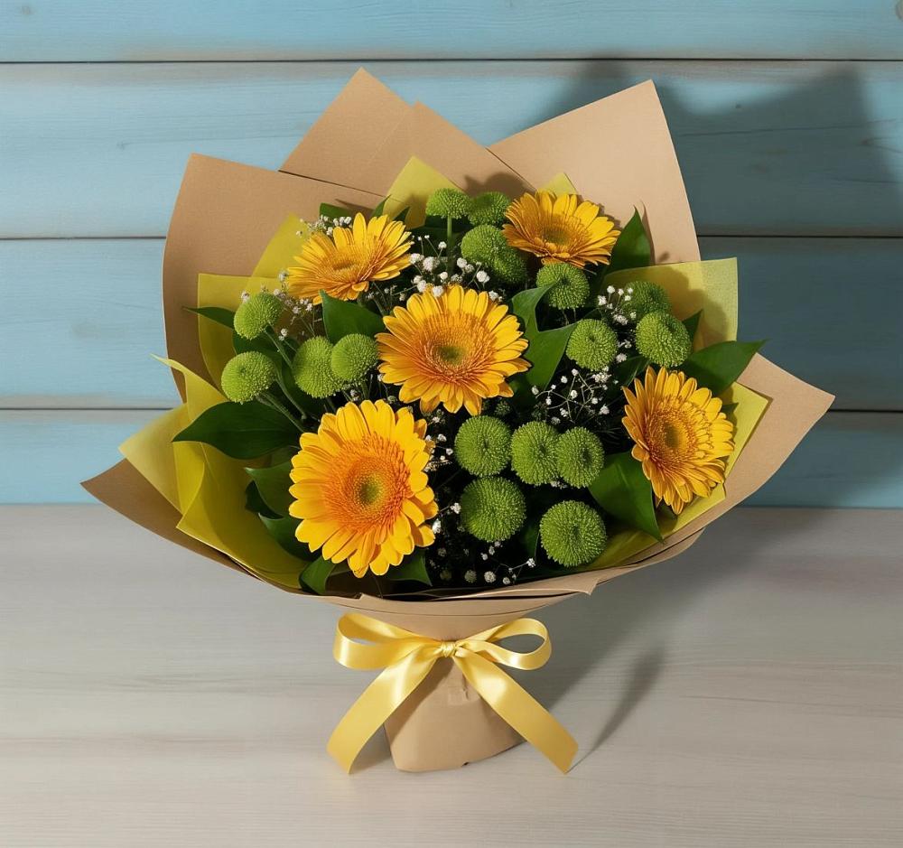 Букет цветов из: Герберы и Хризантемы в Центральный