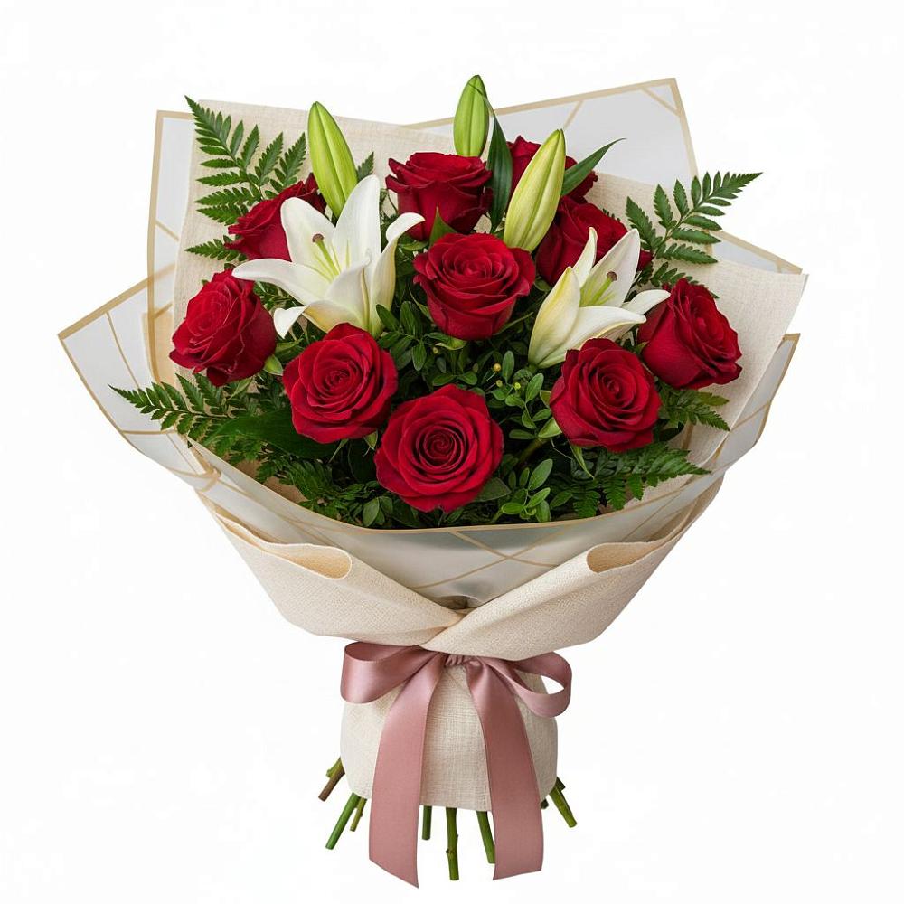 Букет цветов из: Лилии и Розы в Центральный