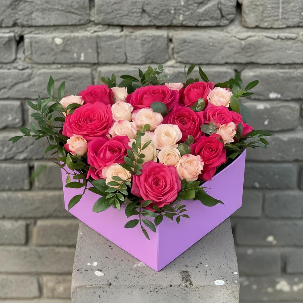 Цветочная композиция из Розы в коробке в Центральный