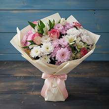 Букет цветов из:  Хризантемы, Альстромерии и Розы в Центральный