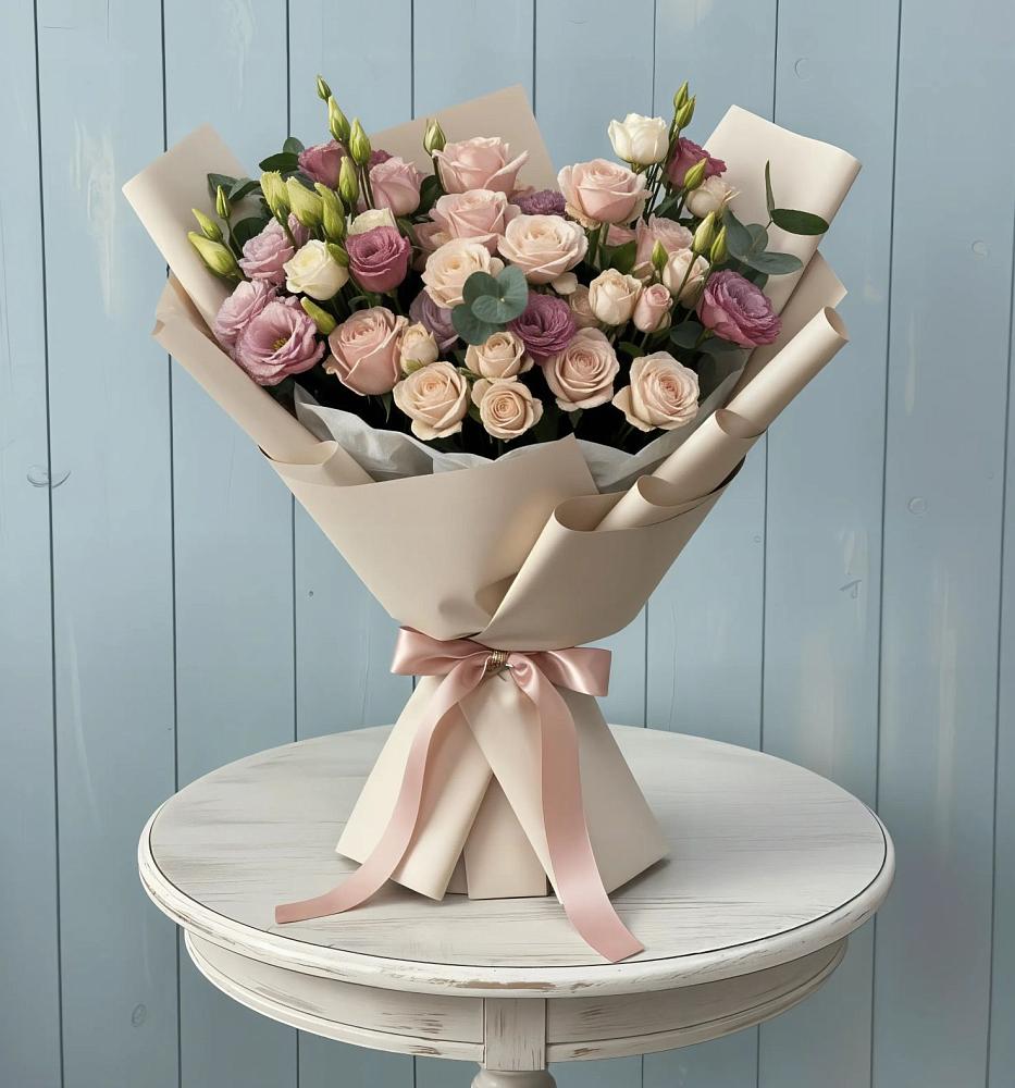 Букет цветов из: Розы и Лизиантусы в Центральный