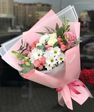 Букет цветов из:  Розы, Лизиантусы и Хризантемы в Центральный