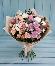 Букет цветов из:  Хризантемы, Розы и Альстромерии в Центральный
