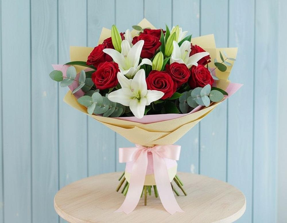 Букет цветов из: Лилии и Розы в Центральный